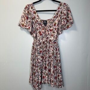 Angie Y2K Inspired Floral Mini Dress Keyhole Fairycore Cottage Size Large